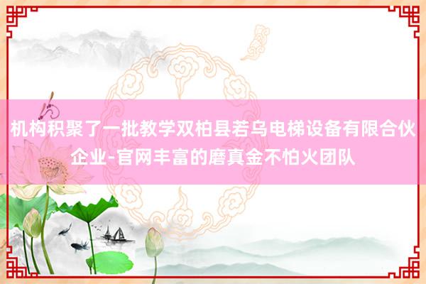 机构积聚了一批教学双柏县若乌电梯设备有限合伙企业-官网丰富的磨真金不怕火团队